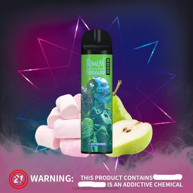 Best RandM vape flavors - RandM Tornado 8000 luftstrømskontrol vape enhed 1 stk bomuldspære L08B241
