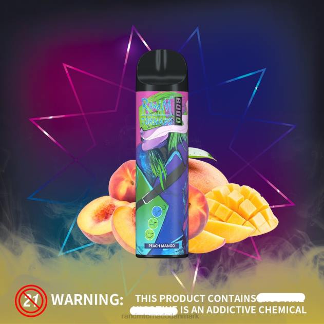 Best RandM vape flavors - RandM Tornado 8000 luftstrømskontrol vape enhed 1 stk fersken mango L08B251