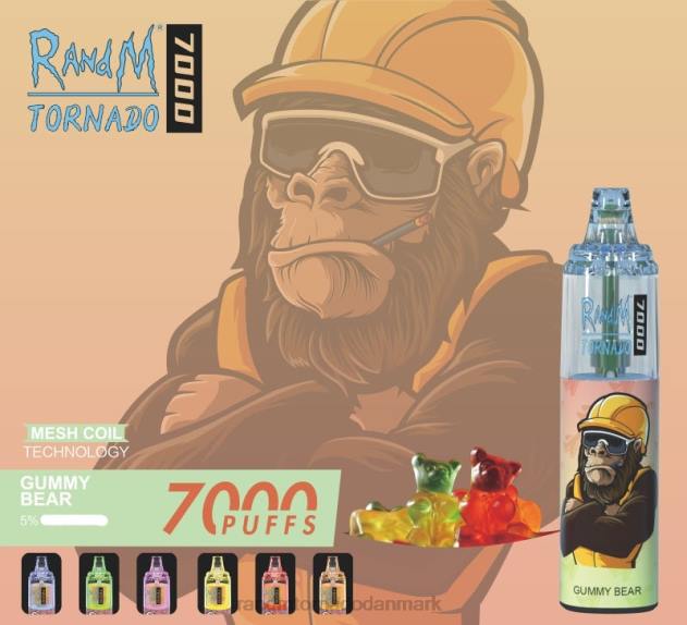 RandM København - RandM Tornado 7000 luftstrømskontrol vape enhed 1 stk Vingummibamse L08B168