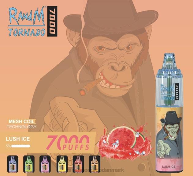 RandM København - RandM Tornado 7000 luftstrømskontrol vape enhed 1 stk jordbær vandmelon L08B178