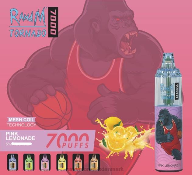 RandM København - RandM Tornado 7000 luftstrømskontrol vape enhed 1 stk jordbær vandmelon L08B178