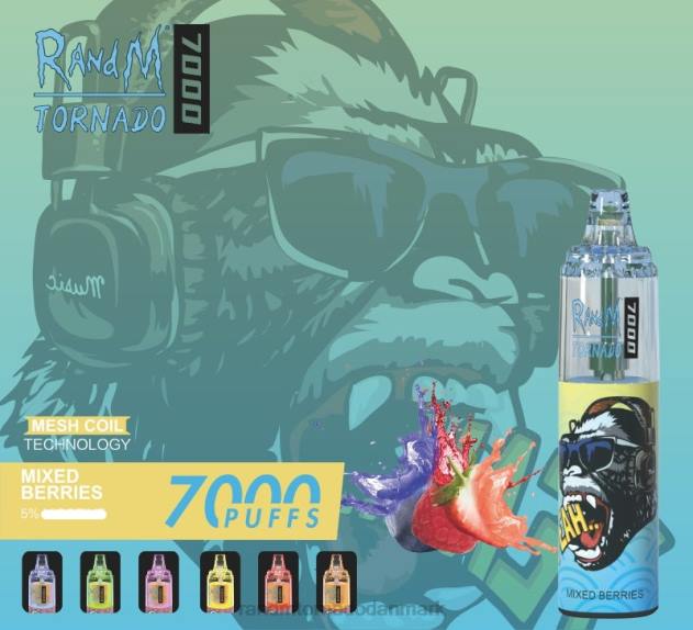 RandM disposable vape - RandM Tornado 7000 luftstrømskontrol vape enhed 1 stk blåbær på is L08B169