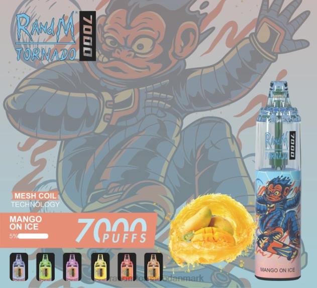 RandM disposable vape - RandM Tornado 7000 luftstrømskontrol vape enhed 1 stk blåbær på is L08B169