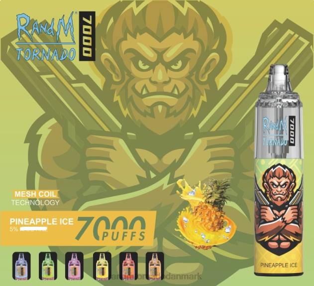 RandM disposable vape - RandM Tornado 7000 luftstrømskontrol vape enhed 1 stk blåbær på is L08B169