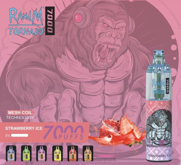 RandM disposable vape - RandM Tornado 7000 luftstrømskontrol vape enhed 1 stk blåbær på is L08B169