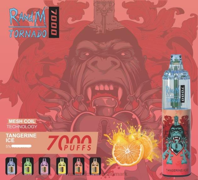 RandM disposable vape - RandM Tornado 7000 luftstrømskontrol vape enhed 1 stk rød æble citron L08B179