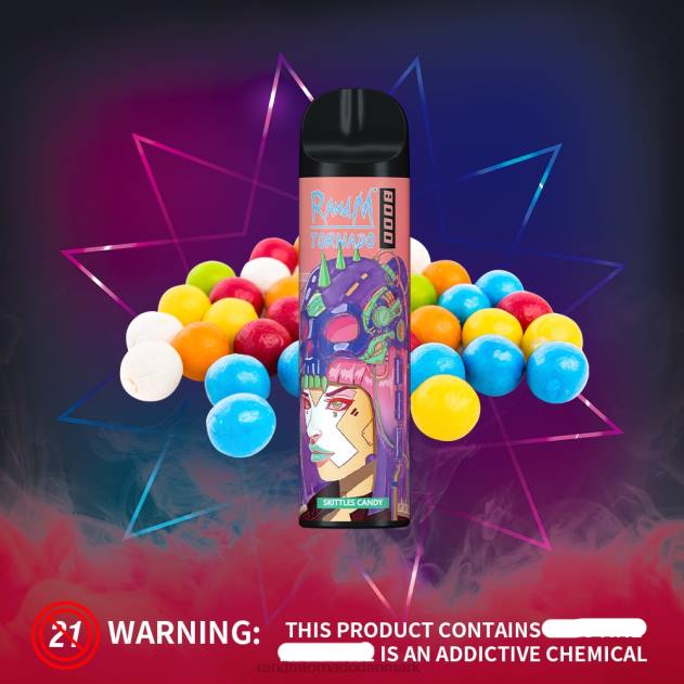 RandM disposable vape - RandM Tornado 8000 luftstrømskontrol vape enhed 1 stk jordbær limonade L08B239