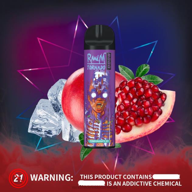 RandM vape buy online - RandM Tornado 8000 luftstrømskontrol vape enhed 1 stk granatæble is L08B246